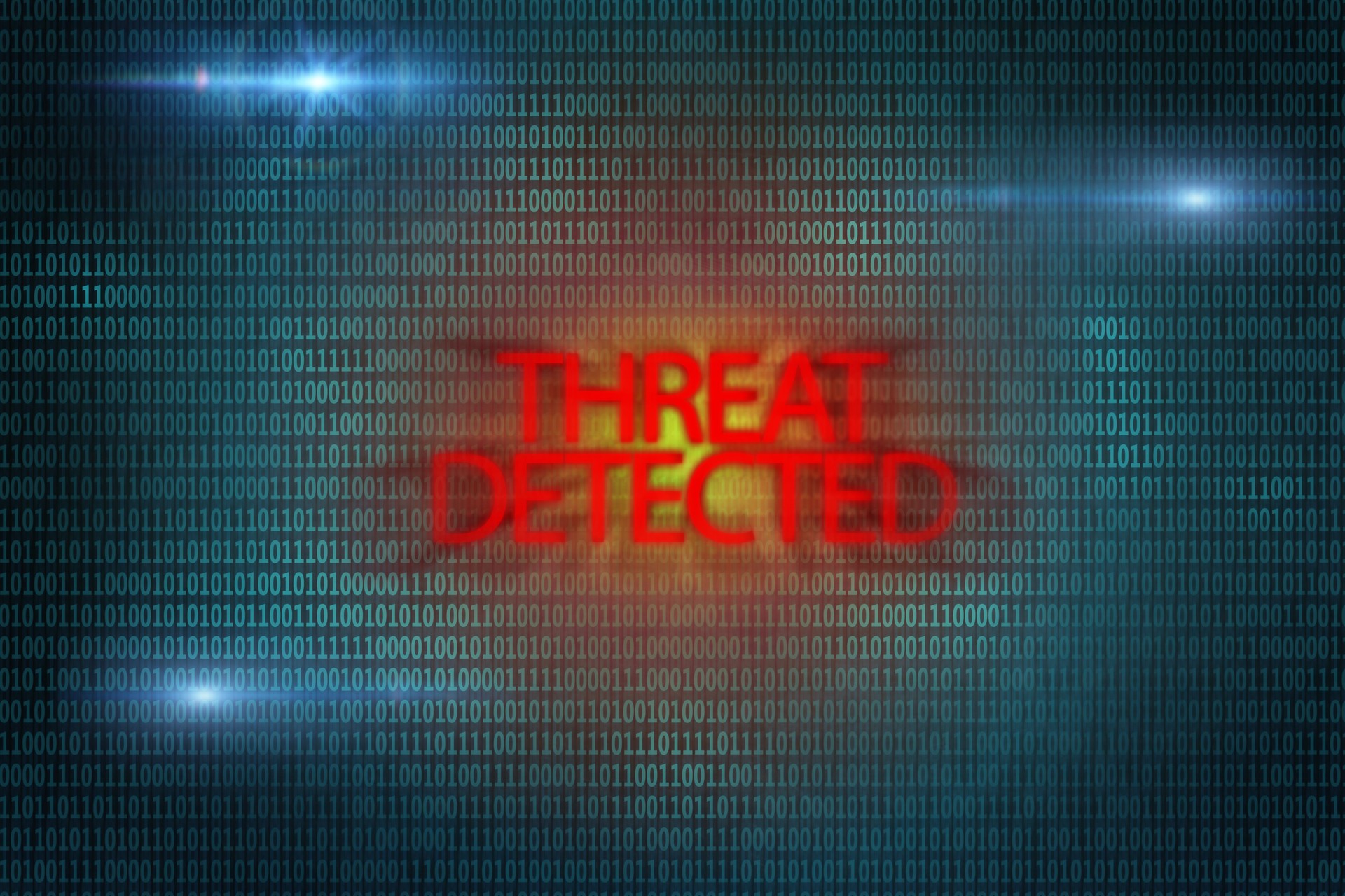 Threat detected sign. Virus attack. Computer spyware.
