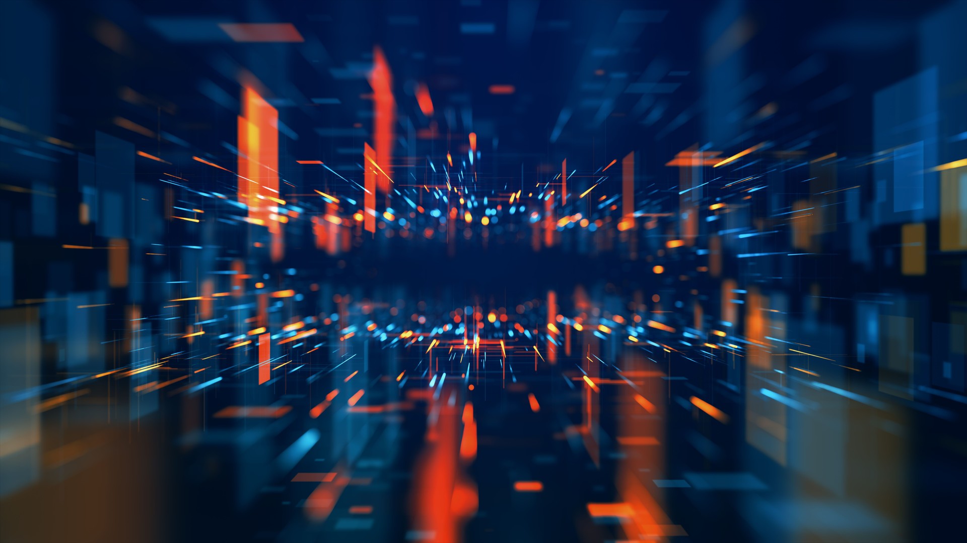 Digital cyberspace technology abstract background with squares and lines, Technology network and internet connection, Digital matrix with geometric shape. 3d rendering