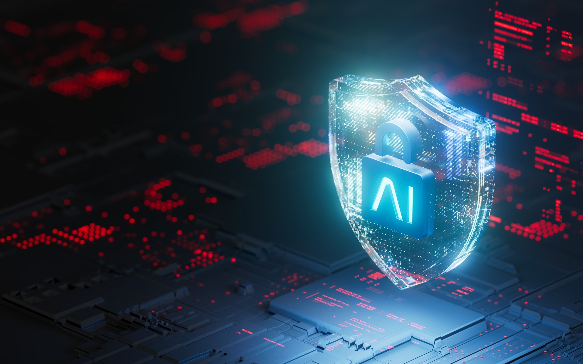 AI Artificial Intelligence Security Sentinel Password Cyber Security Ransomware Email Phishing Encrypted Technology, Digital Information Protected Secured Lock