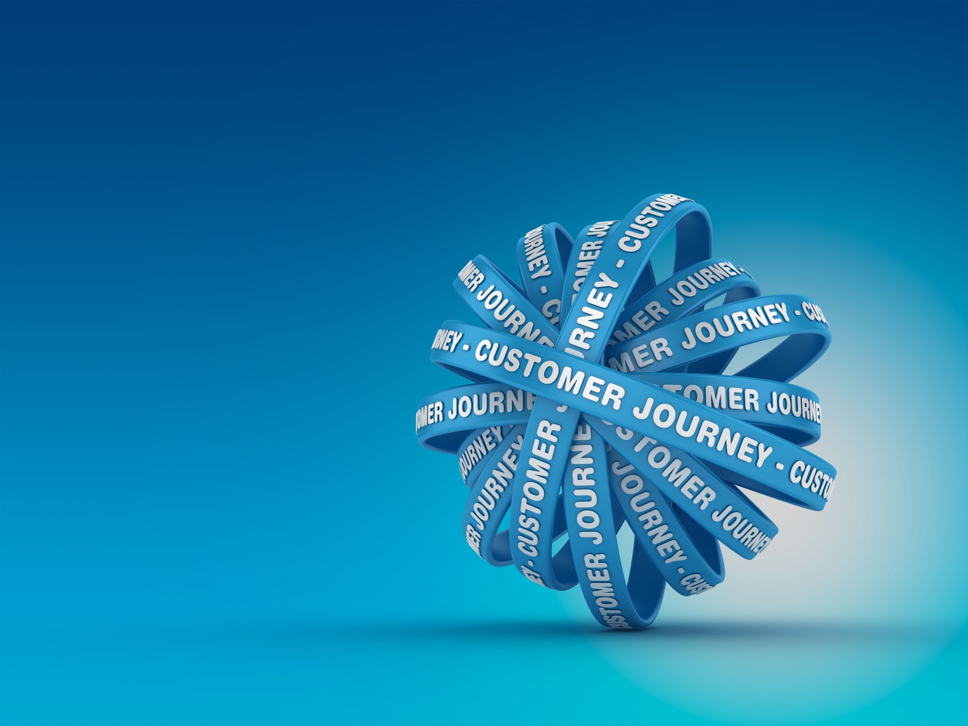 Circular Ribbons with CUSTOMER JOURNEY Phrase - 3D Rendering